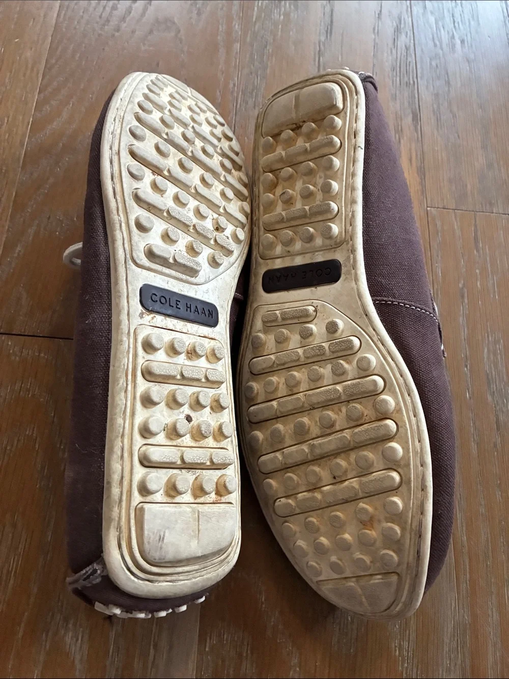 Cole Haan Brown Canvas Boat Shoes with White Laces